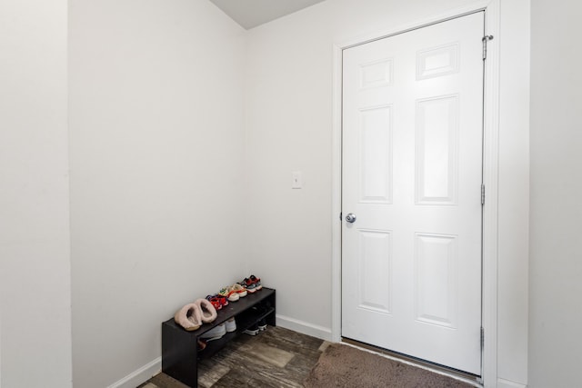 25596 Forest Dr, Mattawan, MI 49071 - mudroom featuring dark wood-type flooring and baseboards