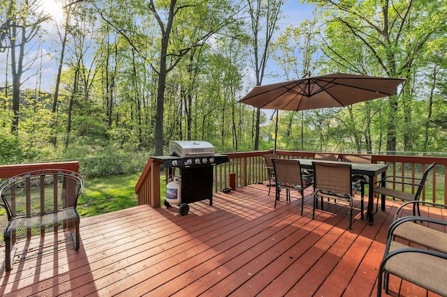 6550 Avon Dr, Brighton, MI 48116 - deck with a grill and outdoor dining area