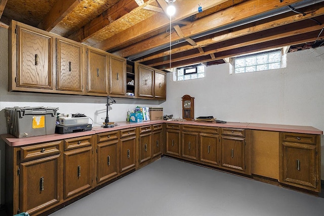 14829 Mayview, Shelby Twp, MI 48315 - kitchen with concrete floors, open shelves, and light countertops