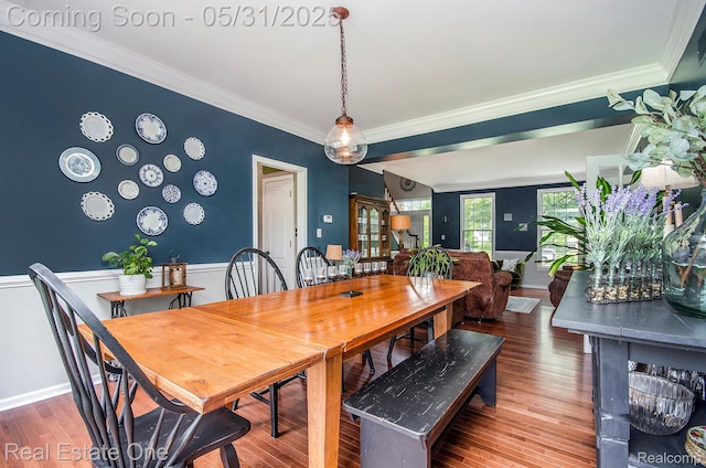 3088 Exeter Dr, Milford, MI 48380 - dining room featuring ornamental molding and wood finished floors