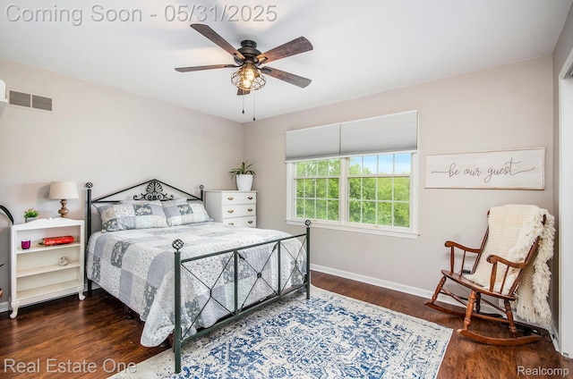 3088 Exeter Dr, Milford, MI 48380 - bedroom featuring baseboards, wood finished floors, and ceiling fan