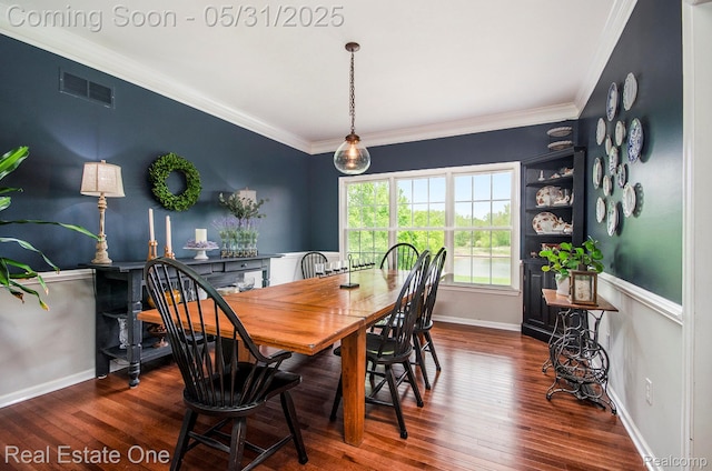 3088 Exeter Dr, Milford, MI 48380 - dining area featuring crown molding, wood-type flooring, and baseboards