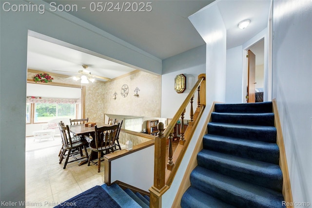 3637 Dawson Dr, Warren, MI 48092 - staircase with a ceiling fan