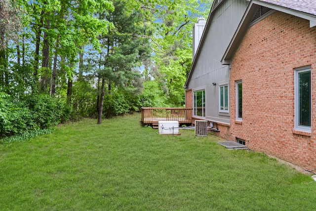 37695 Burton Dr, Farmington Hills, MI 48331 - view of green lawn with a deck and central AC