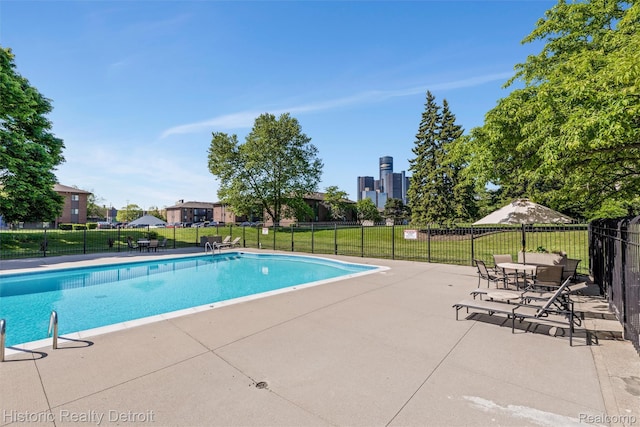 1300 E Lafayette St Unit 2502, Detroit, MI 48207 - community pool featuring a patio