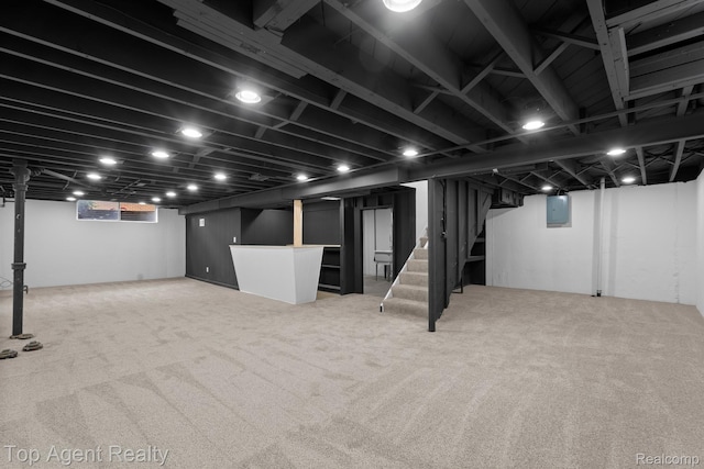 32525 Holden Dr, Warren, MI 48092 - below grade area featuring stairs, carpet flooring, and electric panel