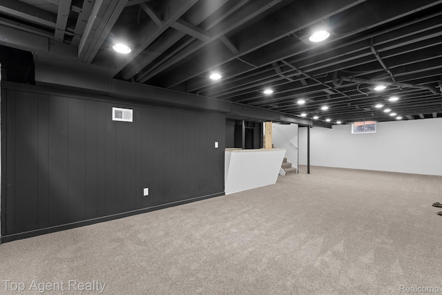 32525 Holden Dr, Warren, MI 48092 - basement with stairs and carpet flooring