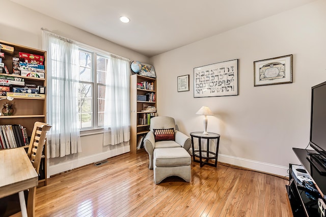 2129 Autumn Hill Dr, Ann Arbor, MI 48103 - sitting room featuring baseboards, hardwood / wood-style flooring, a desk, and recessed lighting