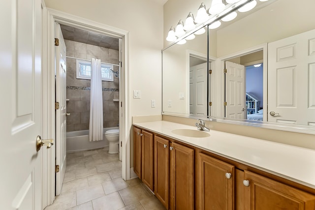2129 Autumn Hill Dr, Ann Arbor, MI 48103 - full bath featuring vanity, toilet, shower / bath combo with shower curtain, and tile patterned flooring