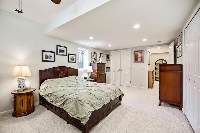 2129 Autumn Hill Dr, Ann Arbor, MI 48103 - bedroom with baseboards, light carpet, and recessed lighting