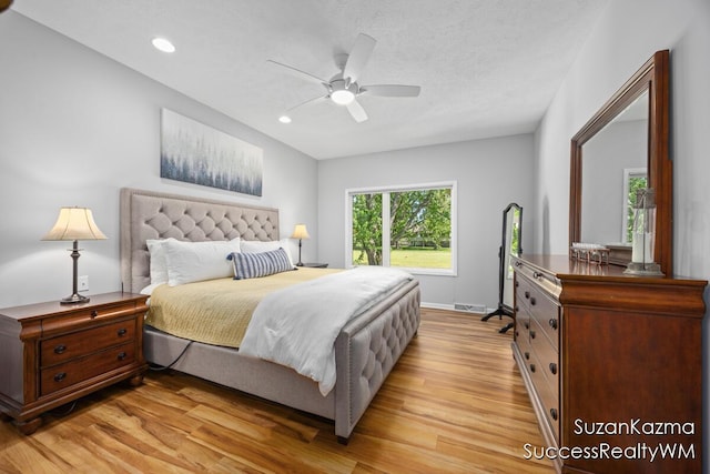 1323 Gleneagle Pl Unit 7, Hudsonville, MI 49426 - bedroom with light wood-style flooring, recessed lighting, and a ceiling fan