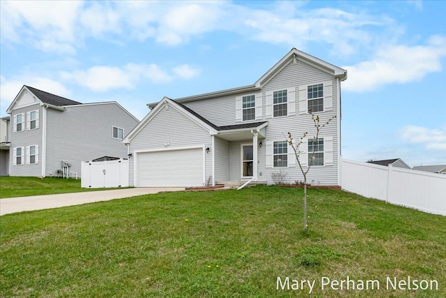 traditional home with concrete driveway and an attached garage
