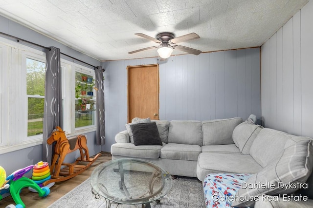 11660 Wren Dr, Lakeview, MI 48850 - living area with wood finished floors and a ceiling fan
