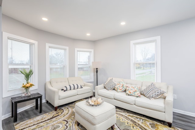 1426 Canton St, Detroit, MI 48207 - living room with healthy amount of natural light, wood finished floors, baseboards, and recessed lighting