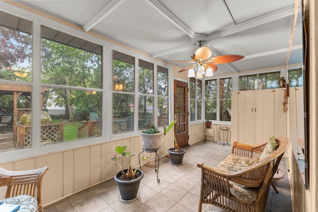 449 Spruce St, Wyandotte, MI 48192 - sunroom with a ceiling fan and plenty of natural light
