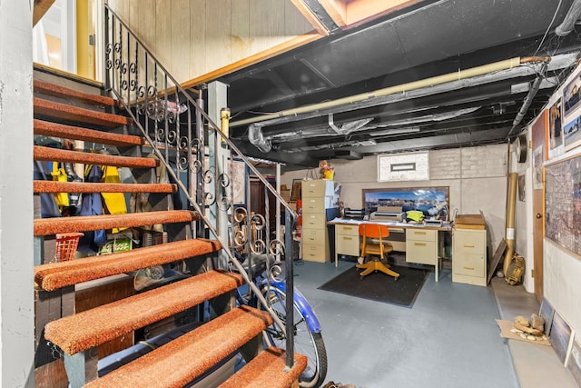 449 Spruce St, Wyandotte, MI 48192 - basement featuring stairway and a desk