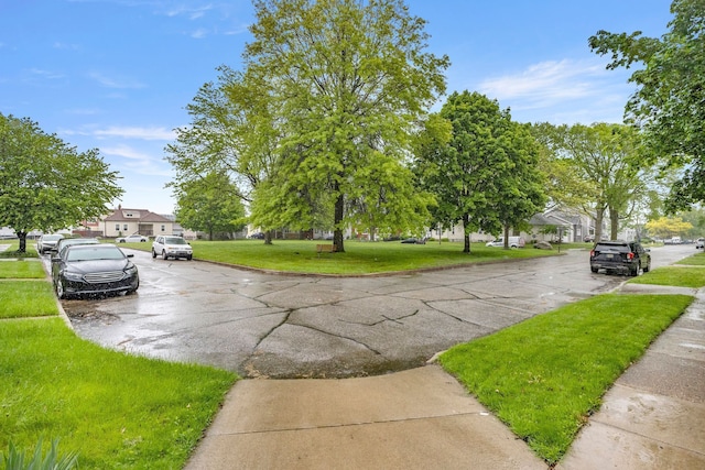 449 Spruce St, Wyandotte, MI 48192 - view of asphalt road featuring sidewalks, curbs, and a residential view