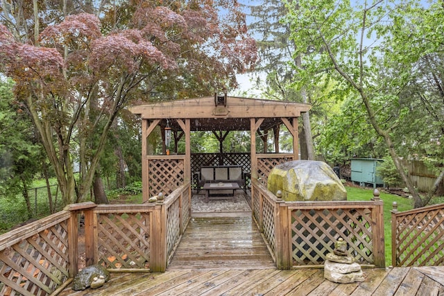 449 Spruce St, Wyandotte, MI 48192 - wooden deck featuring an outdoor living space
