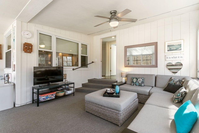 7361 N Shore Dr, South Haven, MI 49090 - carpeted living room with a ceiling fan