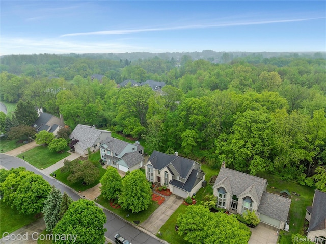 5893 Christina Dr, West Bloomfield, MI 48324 - aerial perspective of suburban area featuring a heavily wooded area