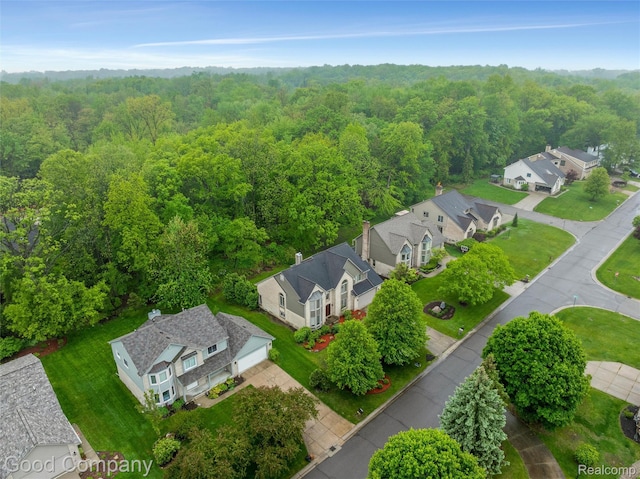 5893 Christina Dr, West Bloomfield, MI 48324 - aerial view of residential area featuring a forest