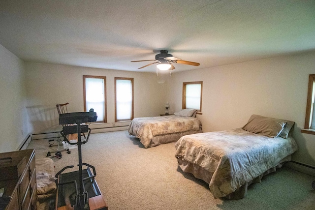 bedroom featuring carpet flooring and ceiling fan