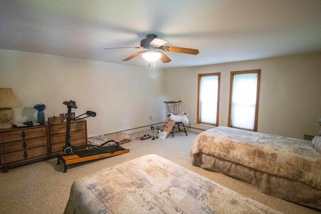 bedroom with carpet floors and ceiling fan