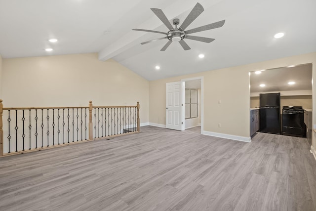 4624 Parman Rd, Stockbridge, MI 49285 - unfurnished living room featuring ceiling fan, light wood-style floors, baseboards, and recessed lighting