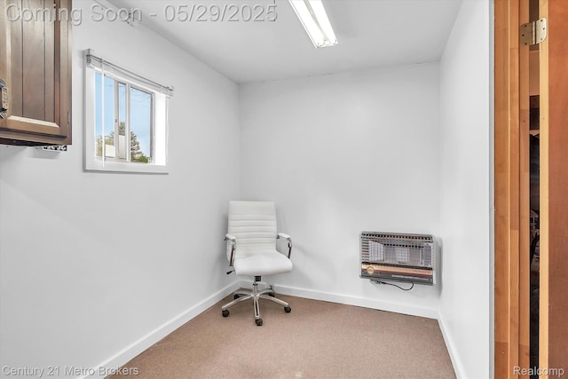 2232 Hayward St, Clio, MI 48420 - living area featuring heating unit, carpet flooring, and baseboards