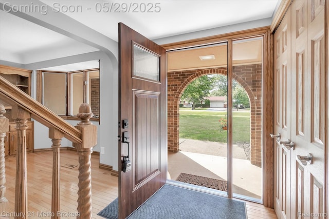 2232 Hayward St, Clio, MI 48420 - entryway featuring light wood-style floors and stairway