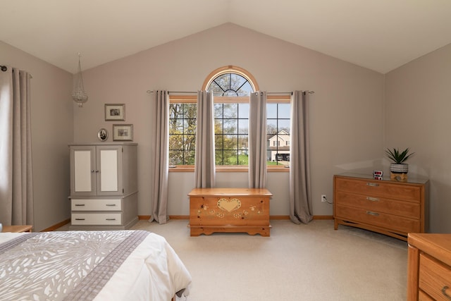 7130 Riesling St, Michigan, MI 49071 - bedroom with light colored carpet, vaulted ceiling, and baseboards