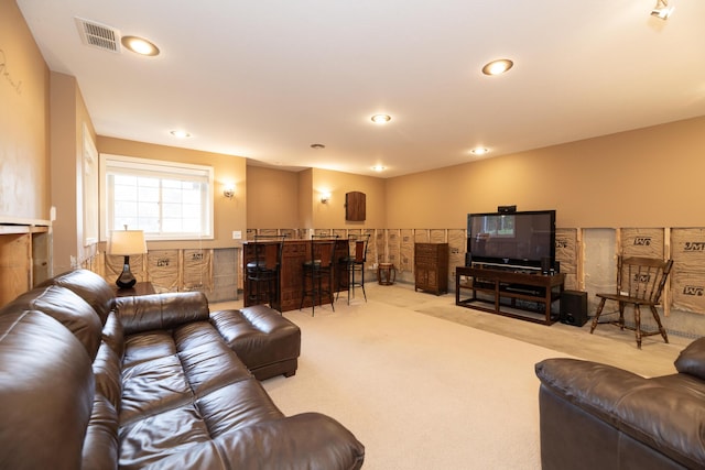 7130 Riesling St, Michigan, MI 49071 - living room featuring carpet, recessed lighting, and bar area