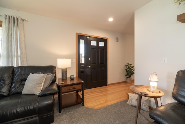 7130 Riesling St, Michigan, MI 49071 - living area with recessed lighting, carpet floors, baseboards, and wood finished floors