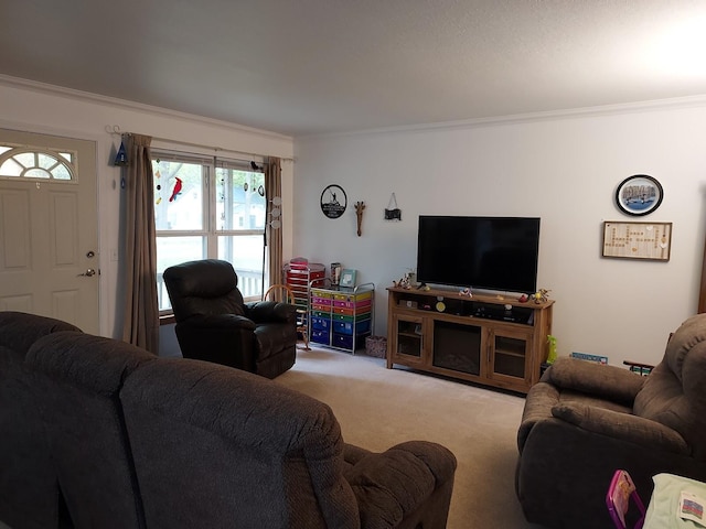 1946 Catherine Ave, Muskegon, MI 49442 - carpeted living area featuring ornamental molding