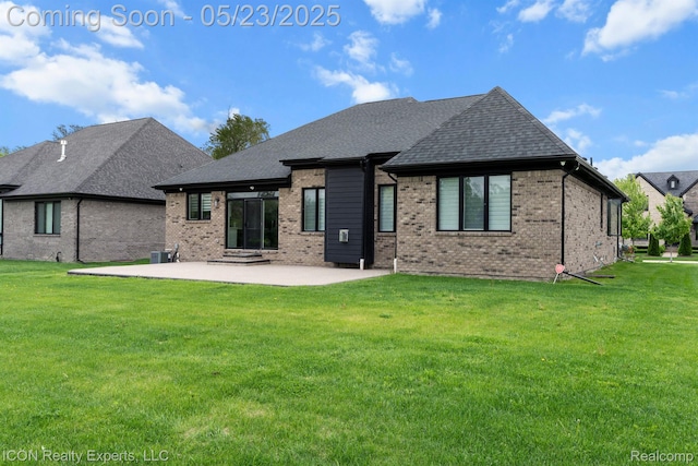 14153 Jode Park, Utica, MI 48315 - rear view of property featuring a patio area, a yard, brick siding, and central air condition unit