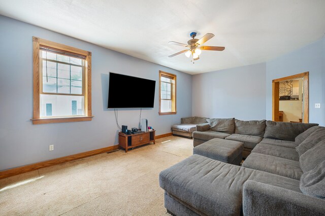 113 W Chicago St, Buchanan, MI 49107 - carpeted living area with baseboards and ceiling fan