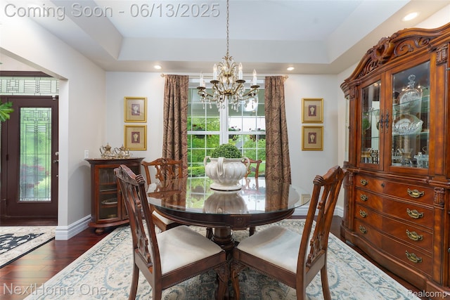 17351 Timber Crk, Holly, MI 48442 - dining area with a chandelier, baseboards, plenty of natural light, dark wood finished floors, and recessed lighting