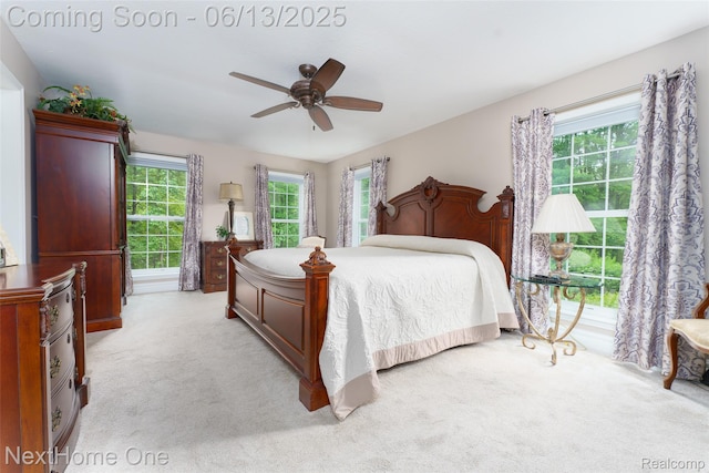 17351 Timber Crk, Holly, MI 48442 - bedroom featuring light colored carpet and ceiling fan