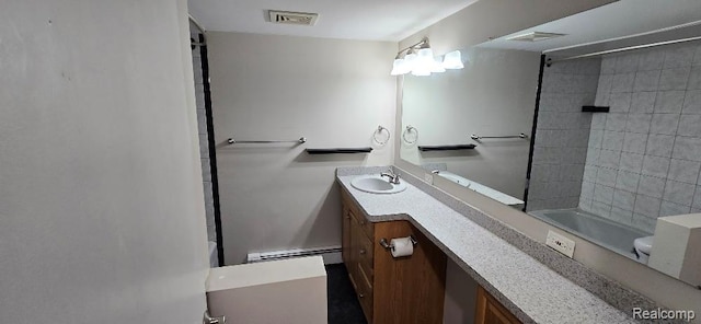 995 N Cass Lake Rd Unit 233, Waterford, MI 48328 - full bath with vanity, a baseboard radiator, toilet, and tub / shower combination