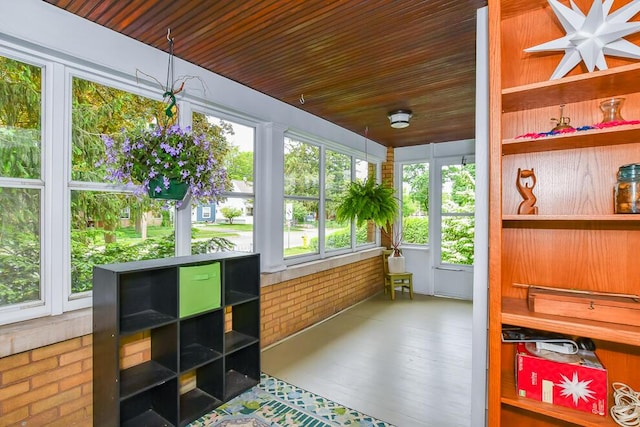 sunroom / solarium with wooden ceiling