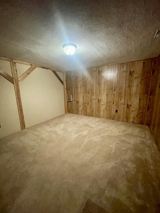 19490 Island Lake Rd, Chelsea, MI 48118 - finished below grade area with wooden walls, carpet flooring, and a textured ceiling