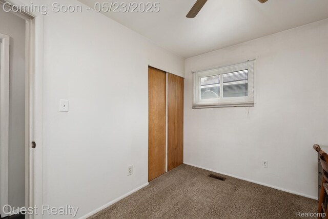 3680 Shoals St, Waterford, MI 48329 - unfurnished bedroom with carpet floors, a closet, ceiling fan, and baseboards