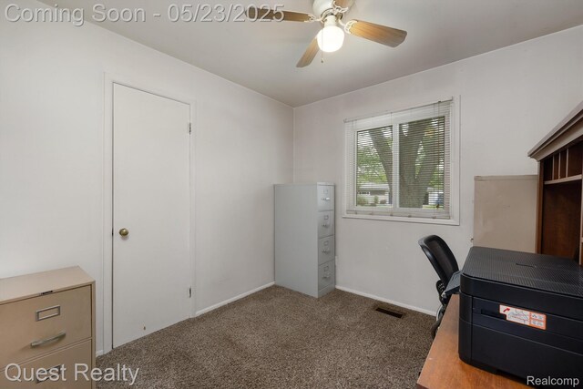 3680 Shoals St, Waterford, MI 48329 - unfurnished office with a ceiling fan and carpet floors