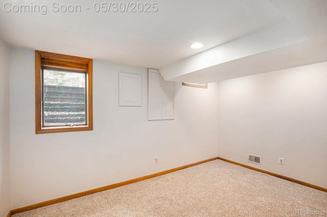 7254 Dark Lake Dr, Clarkston, MI 48346 - basement featuring baseboards, carpet flooring, and recessed lighting