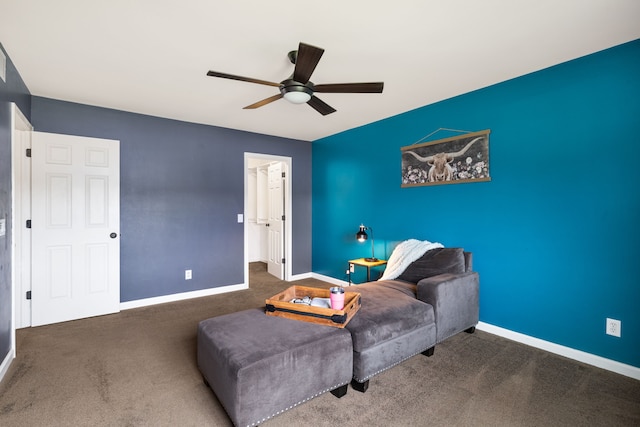 50102 S Angelo, Chesterfield, MI 48047 - living area with ceiling fan, baseboards, and carpet