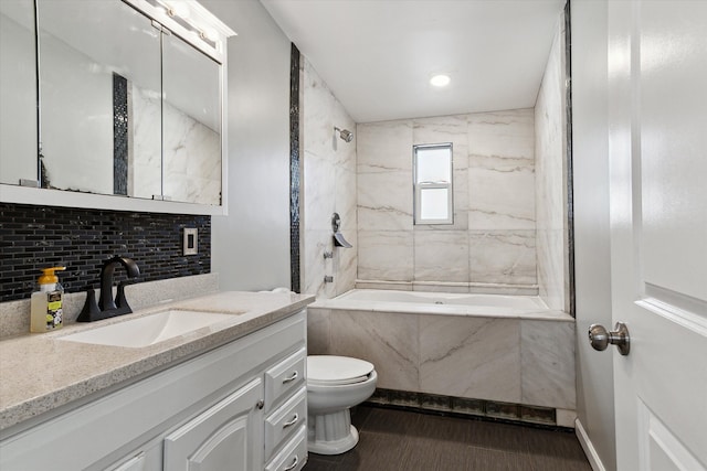 1826 Morris Ave, Lincoln Park, MI 48146 - full bath featuring vanity, backsplash, toilet, and shower / bathtub combination