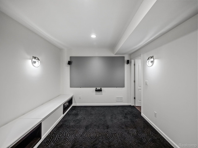 1231 Burns Dr, Troy, MI 48083 - cinema featuring dark colored carpet, baseboards, and recessed lighting