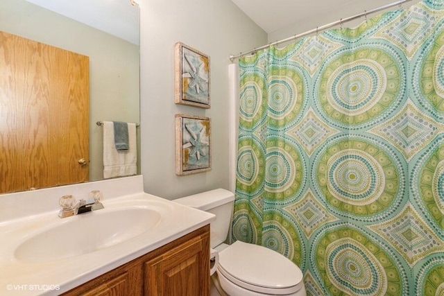 18855 Lonergan St, New Buffalo, MI 49117 - full bathroom with toilet, vanity, and a shower with shower curtain