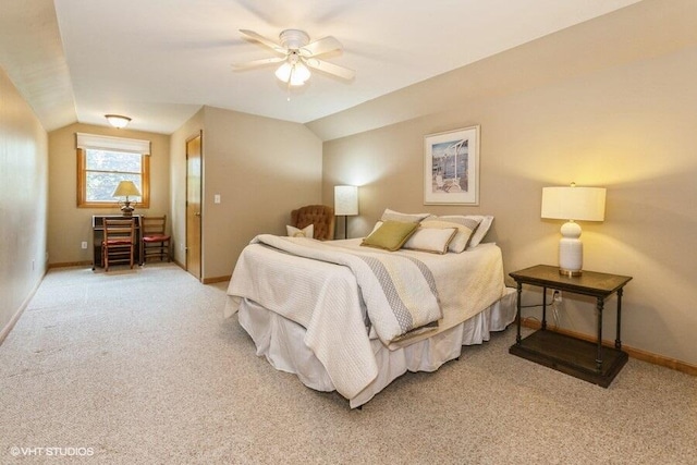 18855 Lonergan St, New Buffalo, MI 49117 - bedroom with vaulted ceiling, light carpet, and baseboards