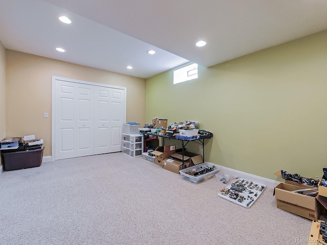 4575 Forest Edge Ln, West Bloomfield, MI 48323 - rec room with recessed lighting, carpet flooring, and baseboards